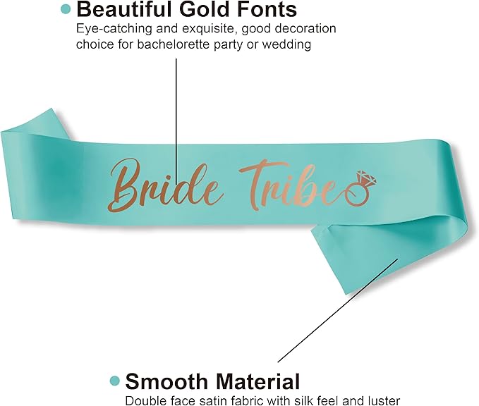 PartyGifts&beyond Bachelorette Party Favors Bride to Be Sash and Veil Set Bachelorette Sashes Bridal Shower Gifts Bride Tribe Sash (Green, 11pcs)