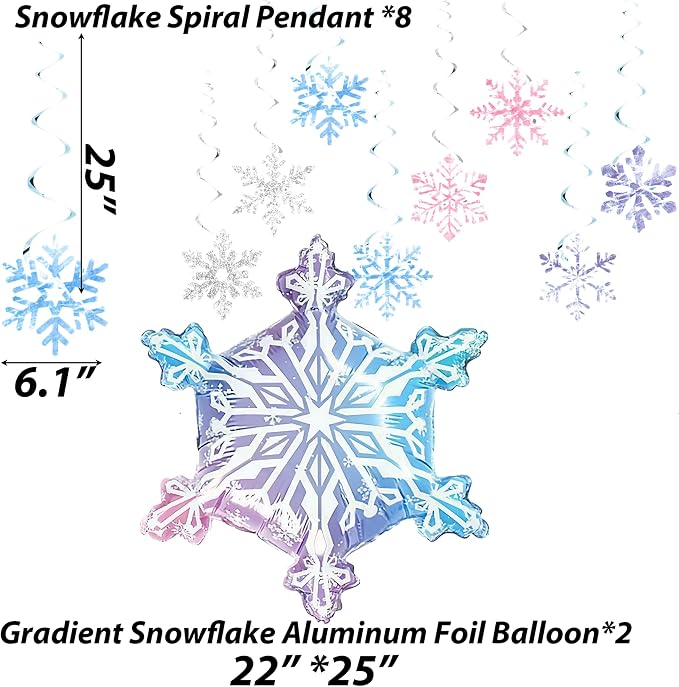 Ice Castle Themed Happy Birthday Party Decorations, Plates Napkins Cups Tableware, Winter Castle Backdrop Tablecloth, Happy Birthday Banner, Cake Topper, Colorful Printed Balloons for Kids Adults