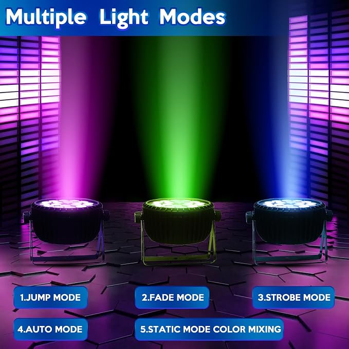 Stage Lights LED Par Lights，10X18W RGBW 4-in-1 LED DJ Par Can Light with Strobe/Wash Stage Effect by DMX512 & Sound Activated Uplighting for Events Wedding Parties Church Club DJ Live Show