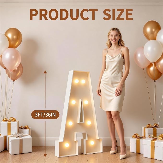 imprsv Marquee Light Up Letters, 3FT Marquee Letters for Birthday Baby Shower Wedding Decorations Light Up Letters for Engagement Party Decor, Large Marquee Letters for Party Decorations, Letter C