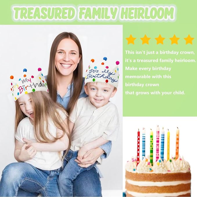 Personalized Hand Embroidered Birthday Hats Unique Happy Birthday Crowns Cute Party Hat for Boy Girl Fit All Ages