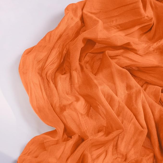DeZerlor Orange Cheesecloth Table Runner 6 Pack Spring Easter Table Runners Boho Gauze 120 Inches Cheese Cloth Table Decor for Wedding Bridal Baby Shower Parties