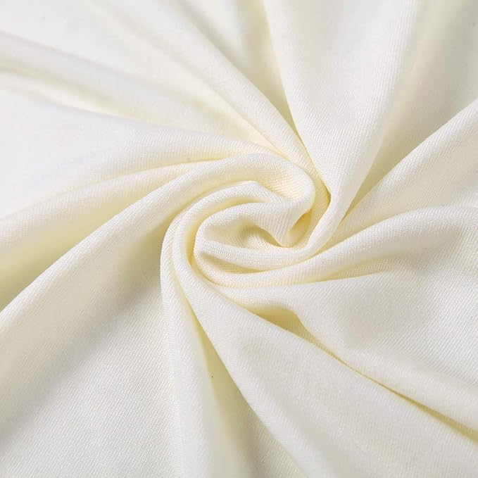 Peomeise Stretch Spandex Chair Cover for Wedding Party Dining Banquet Event (Ivory, 25)