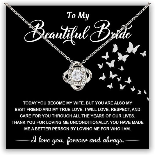 Groom To Bride Necklaces, Groom To Bride Necklace Gifts With Message Card, Groom To Bride Necklace For Wedding Day, To My Bride Necklace, Bridal Shower Necklace Gifts For Bride To Be