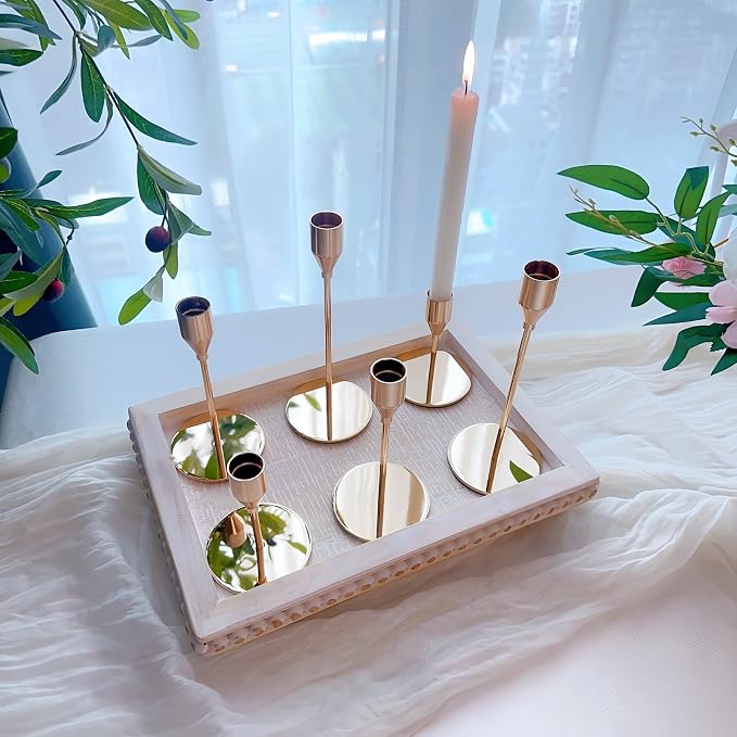 Taper Candle Holders,Tall Metal Candlestick Holders,French Gold,Set of 54,Three Heights,Candle Stick Holder Bulk for Wedding Centerpiece Decoration,Dinning,Festival,Party or Home Decor ﻿
