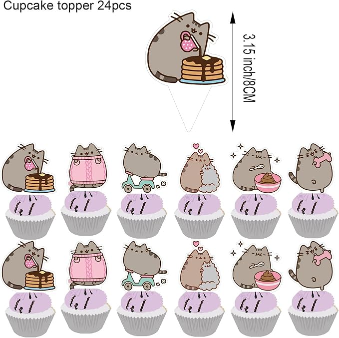 Adorable Cat Party Decorations Kit - Includes Banner, Balloons, Cake/Cupcake Toppers & Hanging Swirls, Perfect for Birthday, Graduation & Themed Pet Parties