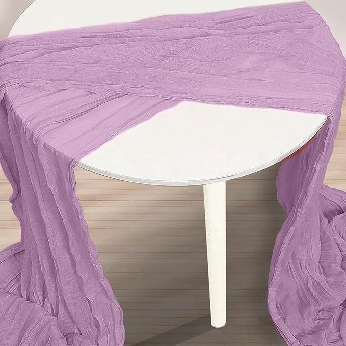1 Pack Lilac Cheesecloth Table Runner 35x120 Inch 10Ft Rustic Gauze Cheese Cloth Table Runner Sheer Cheesecloth Table Runners for Wedding Party Bridal Shower Decoration