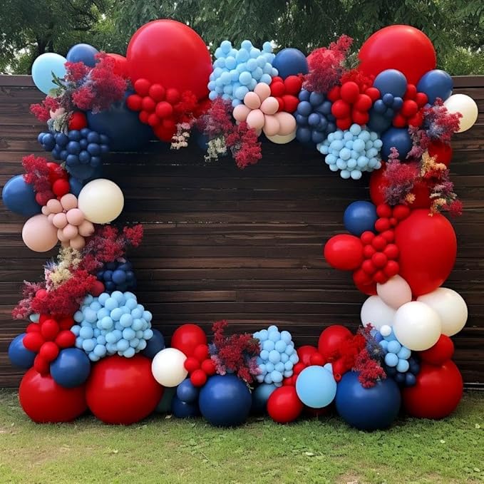 Red Balloon Arch Garland Kit Double Stuffed Ruby Red Balloons Different Sizes Latex for Birthday Valentine Mother's Day Wedding Baby Shower Bridal Shower Engagement Anniversary Party Decor