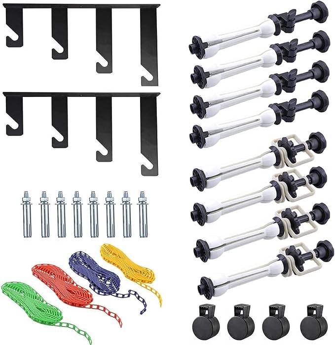 Photography Backdrop Wall Mount Roller System 4 Support Rollers, Manual Photo Background Ceiling Holder, Including 2 Four-fold Hooks, 8 Expand Bars, 4 Chains, for Home Studio Live Shooting