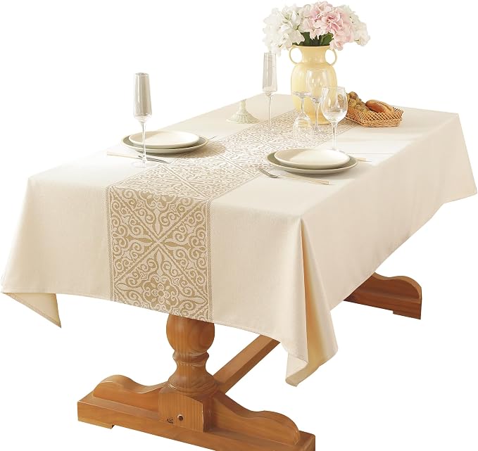 Linen Tablecloths for Rectangle Tables,Fabric Tablecloth Advanced Waterproofing Technology for Dinningroom,Farmhouse