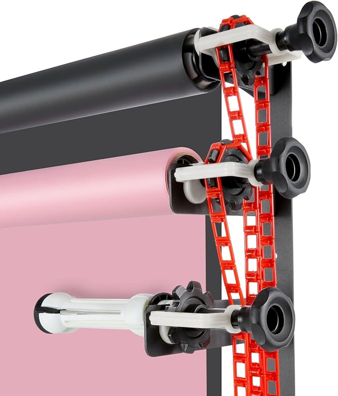NEEWER Photography 4 Roller Wall Mounting Manual Background Support System with 2 x Four Fold Hook, 8 x Expand Bar, 4 x Chain, Load Capacity per Roller: 22lb/10kg