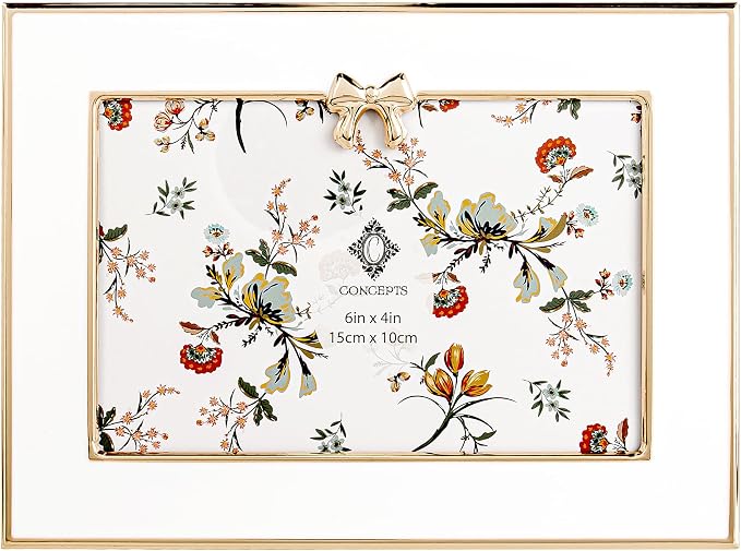 Concepts Enamel Metal Picture Frame Elegant Decorative Luxury Tabletop Photo Display Giftable Romantic Vintage-Inspired Feminine Keepsake Wedding Anniversary Home Decor