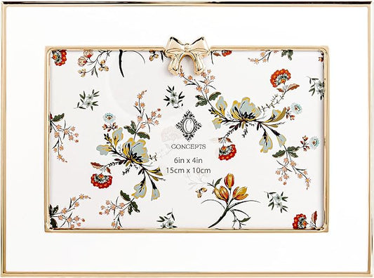 Concepts Enamel Metal Picture Frame Elegant Decorative Luxury Tabletop Photo Display Giftable Romantic Vintage-Inspired Feminine Keepsake Wedding Anniversary Home Decor