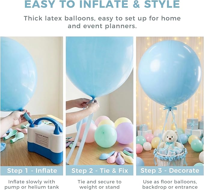 LovesTown 12 PCS Pastel Large Balloons, 36 Inch Pastel Latex Giant Balloons for Wedding Bridal Shower Party Festival Decorations