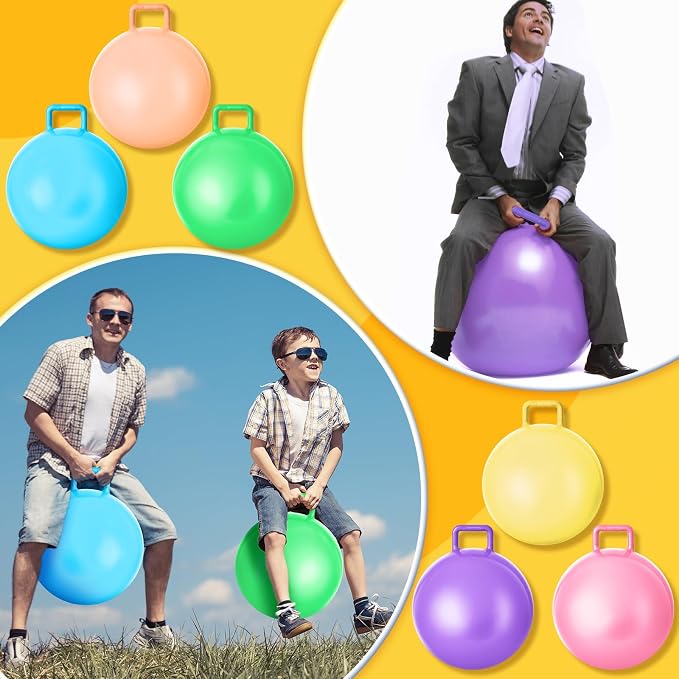 Lewtemi 6 Pcs Hopper Ball for Adults 32 Inch Jumping Hopping Inflatable Bouncing Ball with Handle and Air Pump for Indoor Outdoor Games Sport Exercise Fun Easter Basket Stuffers Gifts