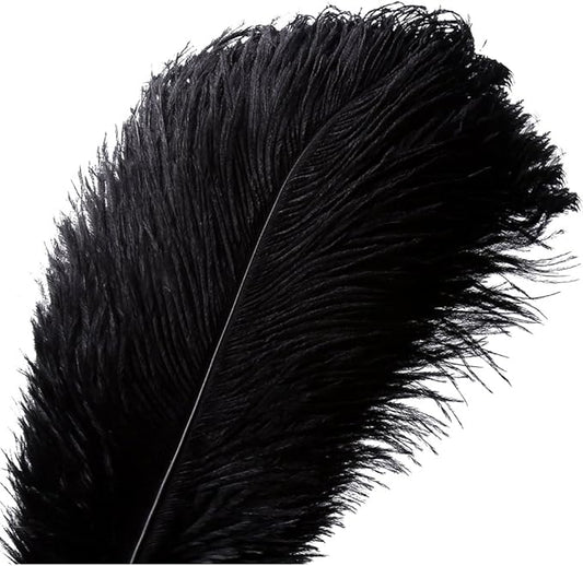 10pcs Natural Ostrich Feather Craft 14-16inch(35-40cm) Plume for Wedding Centerpieces Home Decoration DIY（Black, 10Pcs 14-16inch)