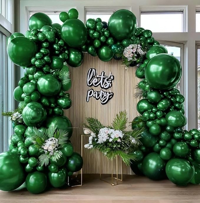 Dark Green Balloon Garland Double Stuffed Emerald Green Balloons Different Size Forest Hunter Balloon Arch Kit for Birthday Graduation Jungle Wedding Bridal Shower Party Decor