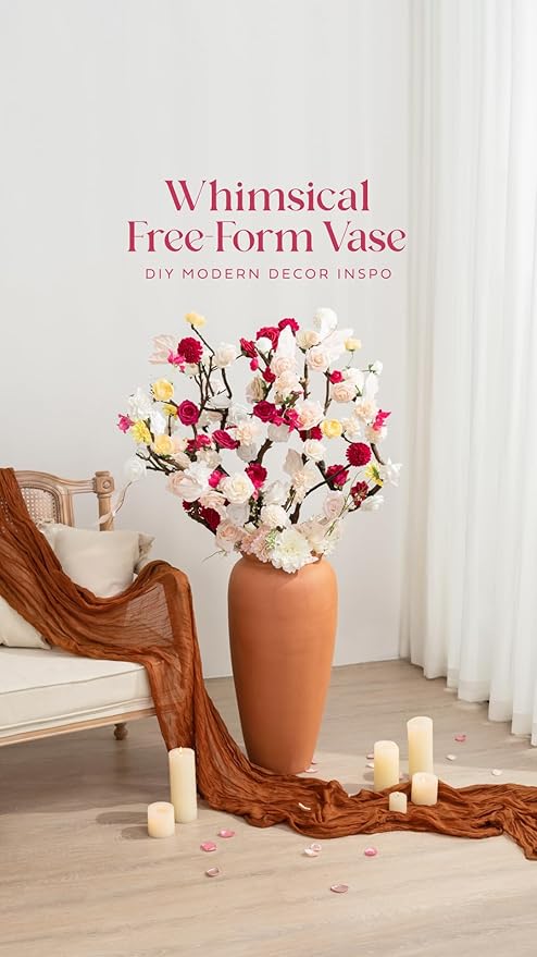 Ling's moment Fake Flowers Box, Faux Artificial Greenery Stems Foam Dahlia Gardenia Roses Silk Hydrangea Ranunculus Fabic Flower for Centerpieces Bouquet Wedding Vase, Hot Pink & Blush, Deluxe Combo