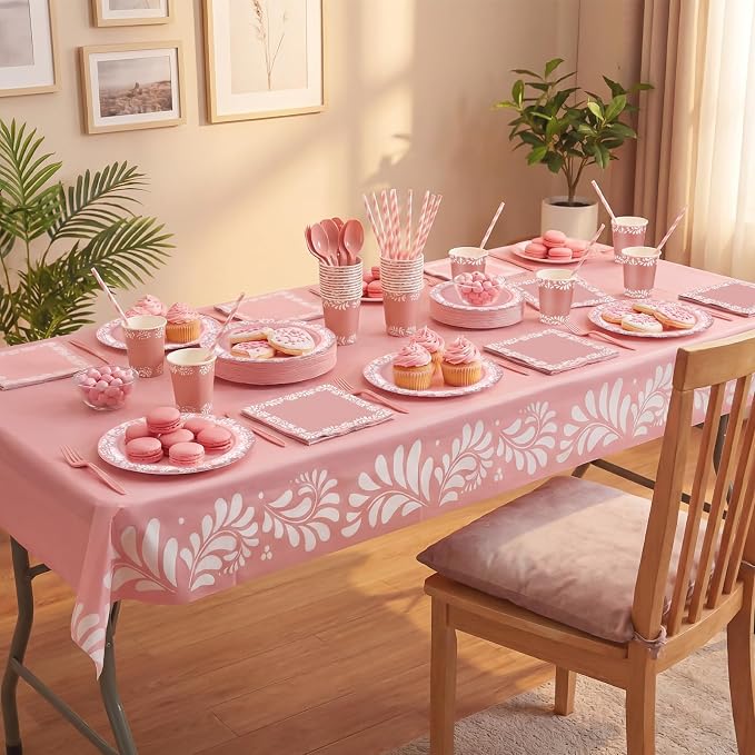 Vesici 452 Pcs Pink Cielito Lindo Party Decoration Platos De Barro Mexicanos Fiesta Paper Plates Mexican Napkins Tablecloth Talavera Tableware Set Cinco De Mayo Baby Shower Wedding Supplies, Serve 50