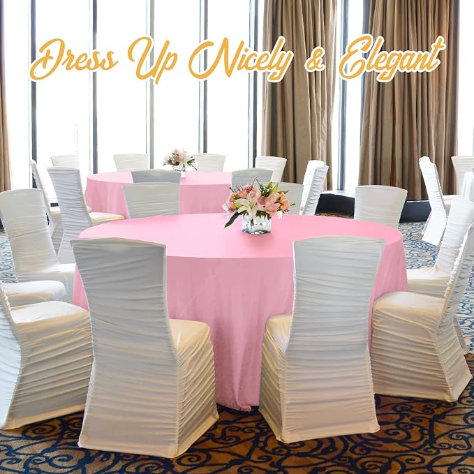 BRILLMAX 8 Pack Pink Round Tablecloths 90 Inch for 60” Tables - 150 GSM Polyester Fabric, 15" Standard Drop, Water, Stain & Wrinkle Resistant Cloth Cover for Wedding Reception Banquet Dining Party