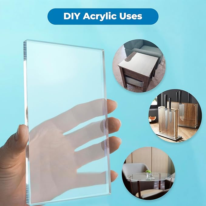 Fab Glass and Mirror Plastic PET 12"x12"x1/2" (12mm) Thick Acrylic Plexiglass Sheet with Protective Film, Light Weight for DIY Craft Projects, Picture Frame, Signs & Table Top, Clear (ACR12M12X12SQ)