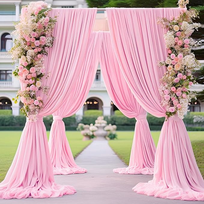 20ft x 10ft Wrinkle Free Pink Backdrop Curtains for Parties, Polyester Backdrop Drapes for Girls Birthday Wedding Photography Background Baby Shower