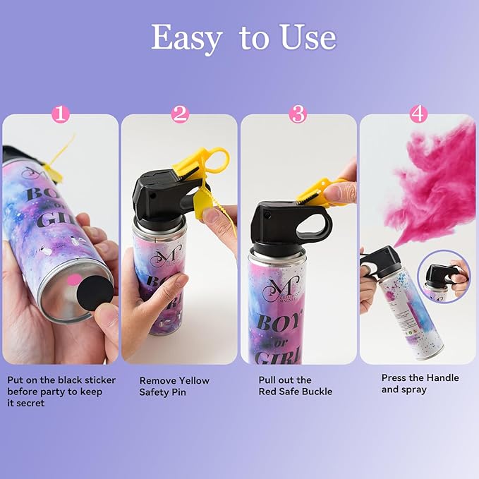 Gender Reveal Fire Extinguisher – 100% Biodegradable Baby Girl Reveal Party Decorations, Ideal for Exciting Gender Reveal Ideas (1 Pink pcs)