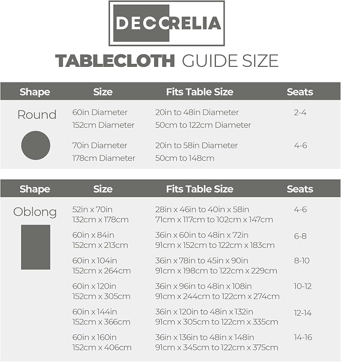 Decorelia Waterproof Round Tablecloth for Round Dining Table, Decorative Rustic Soft Wipeable Table Cloths Cover Indoor Outdoor Use for Holiday,Wedding, Kitchen (70 Inch,Round (4-6 Seats),Dark Grey)