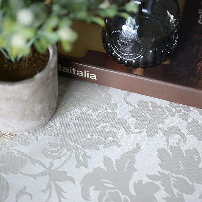 ARTABLE Lace Table Cloths Oval Fall Antique Flower Decor Macrame Tablecloth for Outdoor Farmhouse Rustic Kitchen Party Birthday Picnic (Light Brown, 60 x 140 Inch Oval)