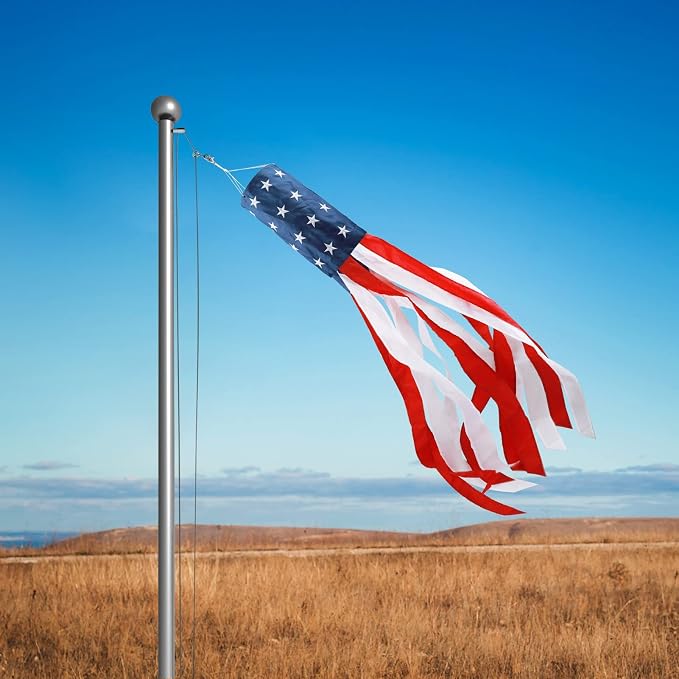 HOOSUN 4th of July Decorations,60 Inch American Windsock Heavy Duty,Wind Socks for Outside Patriotic Memorial Day Decor,American Flag USA Windsock With Embroidered Stars,Red White and Blue Wind Sock