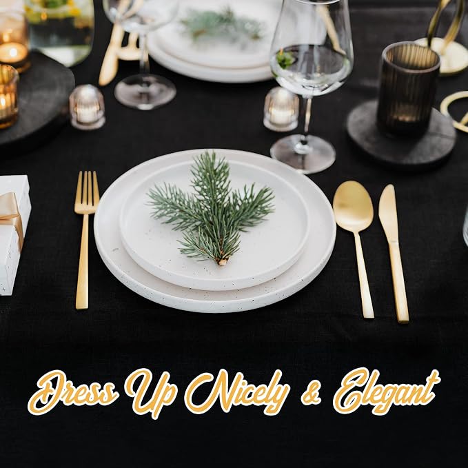 BRILLMAX 4 Pack Black Tablecloths 90 x 132 Inch for 6ft Rectangle Tables - 150 GSM Polyester Fabric, Floor Length Drop, Water, Stain & Wrinkle Resistant Cloth Cover for Wedding Reception Banquet