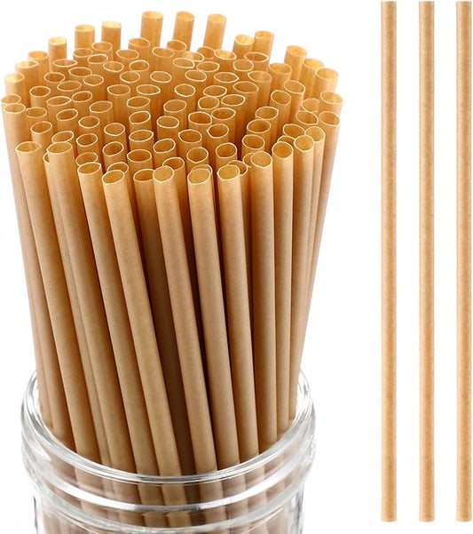 Potchen 500 Pcs Biodegradable Sugarcane Straws Disposable Drinking Smoothie Straws Bulk for Home Parties Restaurants (8 Inch)
