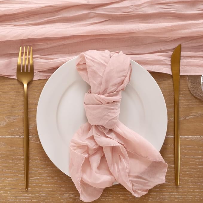 60pcs Dusty Pink Cheesecloth Napkins Mother‘s Day Spring Washable Boho Rustic Gauze Table Cloth Napkins Bulk 21x21 Inches for Wedding Party Bridal Baby Shower Birthday Table Decor