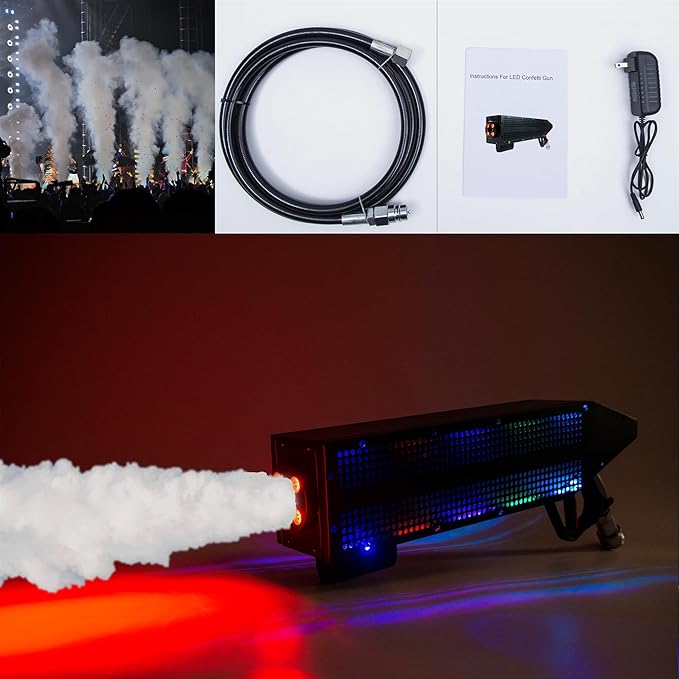 Stage LED CO2 Jet Machine Handheld Stage Effect Smoke Machine CO2 Fog Machine with RGB Lights Cannon for Nightclub Wedding Party Dj Concert Live Party Stage Special Effect