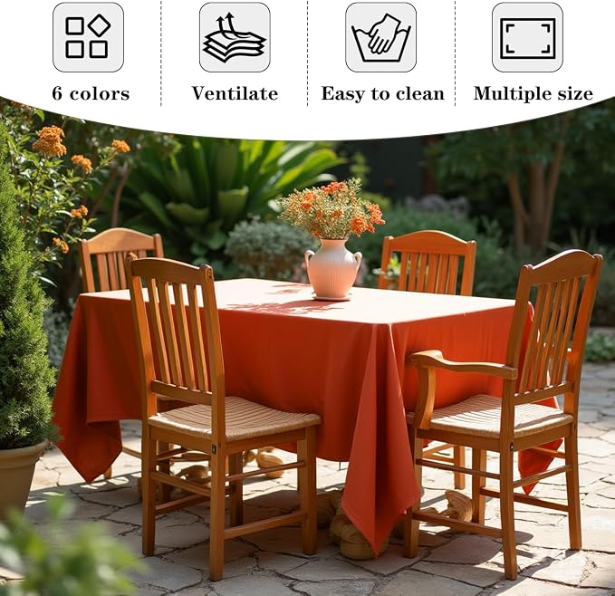 Fitable 6 Pack Rust 70 x 108 Inch Rectangle Tablecloth - Stain Resistant and Washable Table Cover, Polyester Fabric Table Cloth for Wedding, Party, Banquet, Formal Events