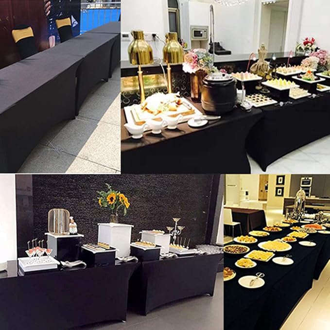 RELIANCER 2 Pack Stretch Spandex Table Covers for Rectangular Tables,4FT Elastic Fitted Tablecloth,Universal Rectangular Table Cloth Protector for Outdoor Party,Wedding,Bar,Birthday,Banquet,Events