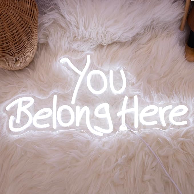 Neon Sign, You Belong Here Neon Light Sign LED Letter Neon Lights for Wall Decor, USB Powered Neon Bar Sign for Party Club Restaurant, Bedroom Wall Decor 17.72 x 9.06"