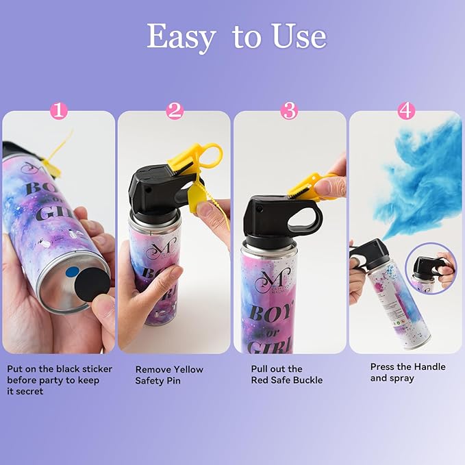 Gender Reveal Fire Extinguisher – Mixed load- 1 Blue plus 1 Pink-100% Biodegradable Baby Reveal Party Decorations, Ideal for Exciting Gender Reveal Ideas (1 Blue+ 1 Pink)