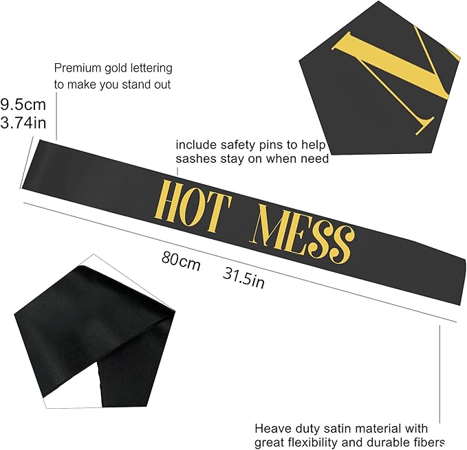 12Pcs Birthday Sashes Set - White Birthday Girl Sash + 11pcs Black Party Sashes for Women, Party Favors & Decor Accessories