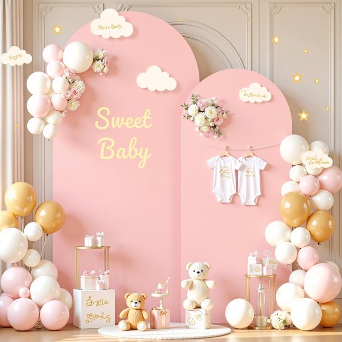 Dusty Rose Arch Cover 2 Set-7.2 and 6ft Dusty Pink Arch Backdrop Cover Spandex Wedding Arch Stand Covers for Baby Shower Girls Birthday Party Bridal Shower Wedding Photo Balloon Arches Background