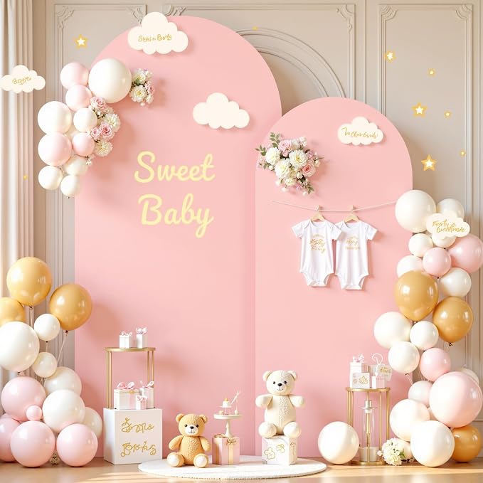 Dusty Rose Photo Arch Backdrop Cover Set of 2 for Party Spandex 7.2 and 6ft Arch Covers Stretchy Backdrop Baby Shower Balloon Arch Stand Covers for Girls Birthday Wedding Bridal Shower Background