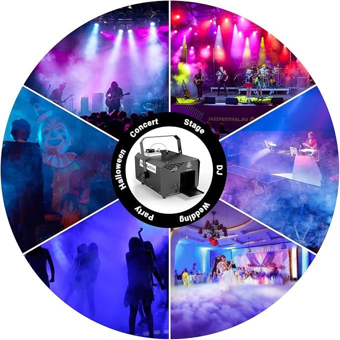 600W Stage Haze Machine: Continuous Output Fog Machine - Wireless Remote & DMX Control - Adjustable Smoke Outlet for Stage DJ Halloween Club Christmas Wedding Party Light Show
