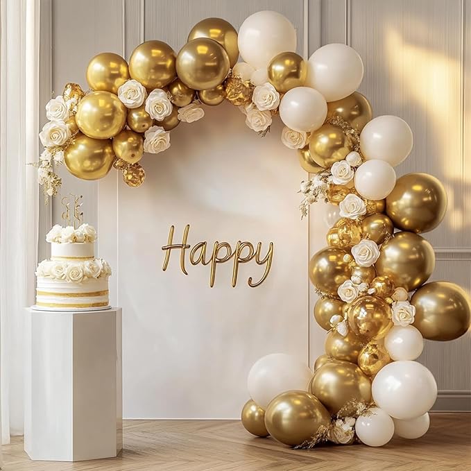 Gold Balloons, 98PCS Chrome Metallic Gold Balloon Garland Arch Kit, 18/12/10/5 Inch Different Sizes for Birthday Baby Shower Wedding Graduation Party Decorations