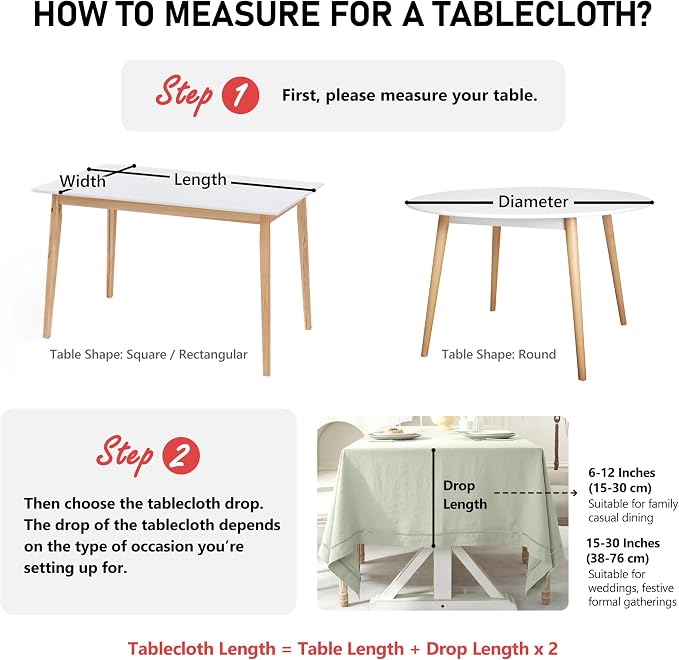 Linen World Ruffle Linen Tablecloth,100% French Linen White Tablecloth 120" x 60" Inch,Washable Rectangular Tablecloth for Dining,Outdoor,Weddings and Restaurants,Decorative Thanksgiving Christmas