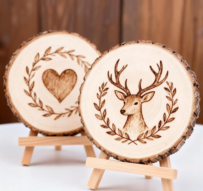 ilauke 6Pcs Wood Slices for Centerpieces, 7-8 Inch Natural Willow Wood Circles for Crafts, Large Wood Rounds for Rustic Wedding Decor, Centerpiece Table Decorations and DIY Crafts