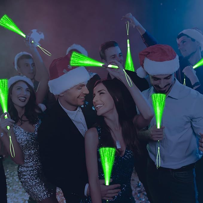 60 PCS Green Fiber Optic Wands Glow Fiber Wands Bulk LED Light Up Wands with 3 Flashing Modes LED Flashing Sticks for Hawaii Carnival Christmas St. Patrick’s Day Wedding Bridal Shower Birthday