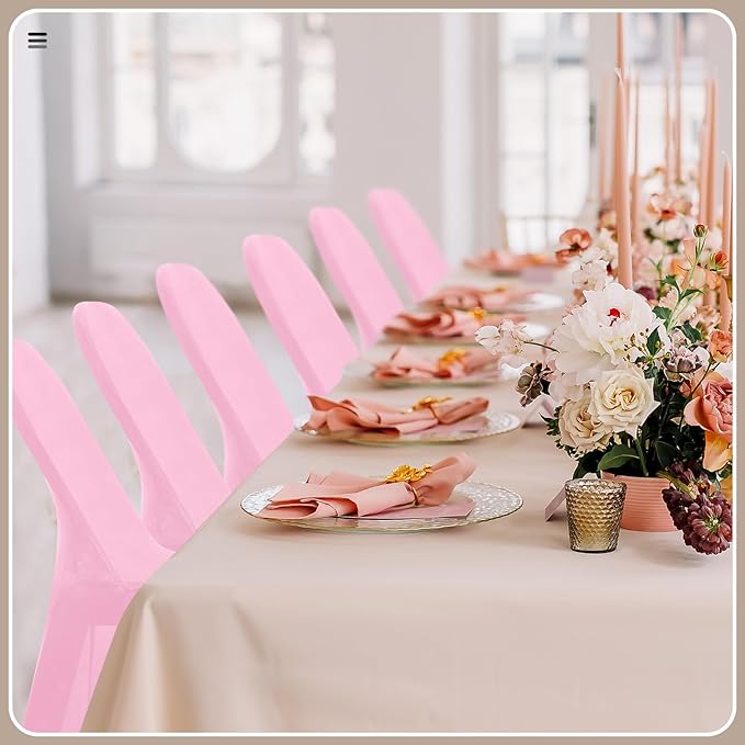 Newwiee 50 Pcs Spandex Chair Covers Bulk - Stretch Folding Flat Front Fitted Universal Chair Protector Pack Removable Washable for Wedding Party Dining Banquet Event (Pink)