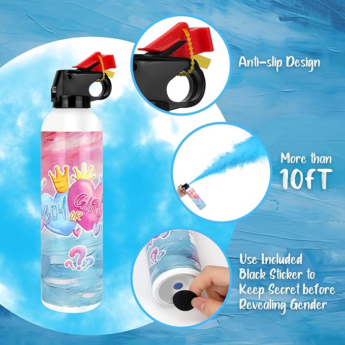 Gender Reveal Fire Extinguisher, 2 Pack Gender Reveal Ideas Gender Reveal Party Decorations Baby Girl Boy Reveal Party Ideas Gender Reveal Decor (Blue, Large)