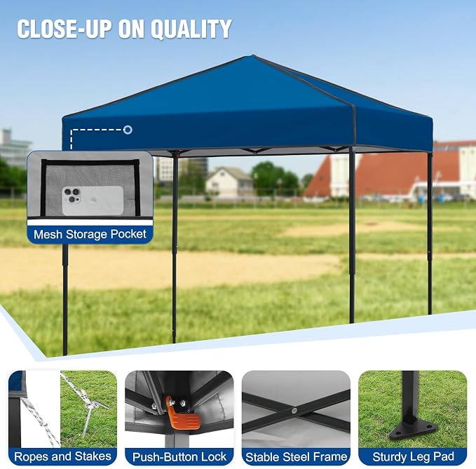 6x4 Pop Up Canopy Tent, Instant Portable Beach Canopy, Outdoor Tent with Carry Bag for Camping, Sports, Tailgating, Events, Drak Blue