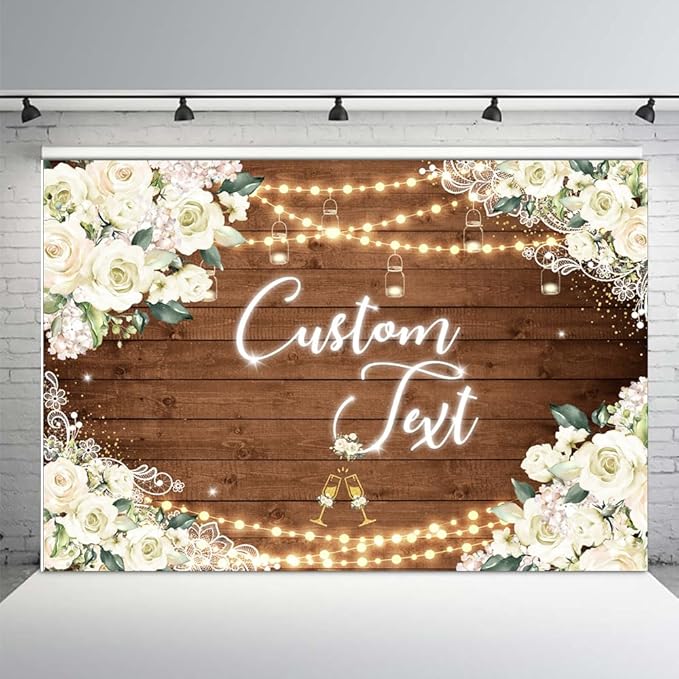MEHOFOND 7x5ft Mr and Mrs Custom Backdrop for Bridal Shower Customization Wedding Wooden Background Bride and Groom Engaged Ceremony Anniversary Bridal Shower Party Supplies Photobooth Props
